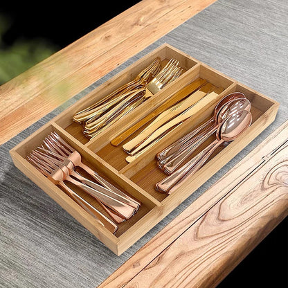 Bambus Besteckkasten für die Schublade, Küchenlade-Organizer, 33 x 24,1 x 3,8 cm