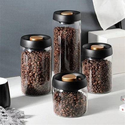 Vakuumierte Aufbewahrungsbox für Kaffee und Lebensmittel, luftdicht, 500ml bis 1800ml, aus Borosilikatglas, für Frische und Feuchtigkeitsschutz
