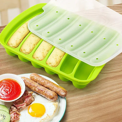 Silikon Wurstform 6 Fächer – DIY Hot Dog und Schinken Wurst Maker, Nicht-Stick, Spülmaschinengeeignet