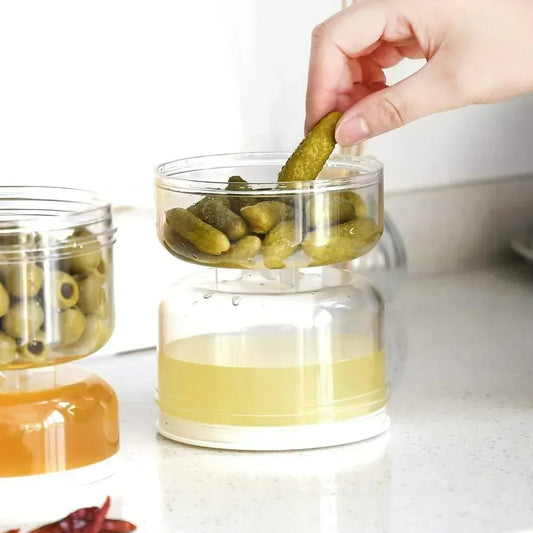 Pickle Jar mit Flip-Deckel und Sieb, 200 ml, Wet-Dry-Trennung, für Oliven & Eingelegtes