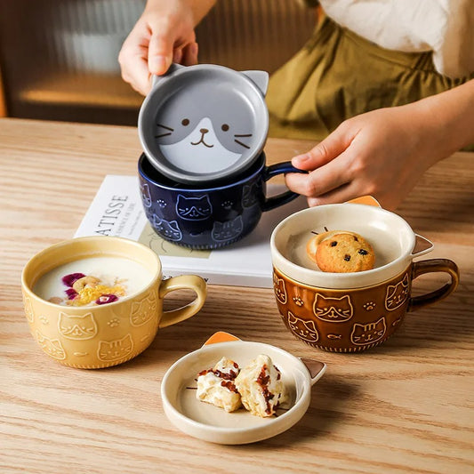 Japanische Katzentasse mit Deckel – Süß & praktisch