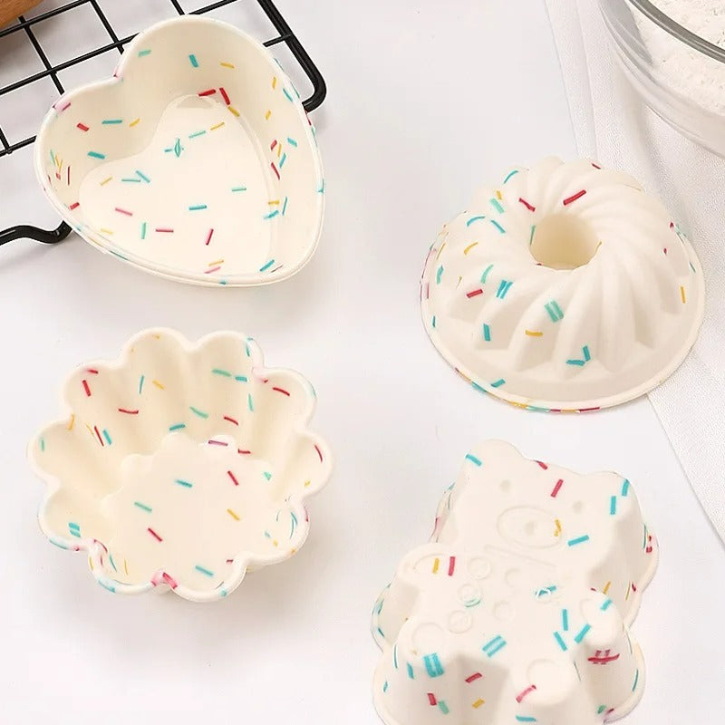 4-teiliges Silikon-Muffin- und Kuchenform-Set, Antihaftbeschichtet, Hitzebeständig, für DIY-Desserts, Schokolade und Pudding