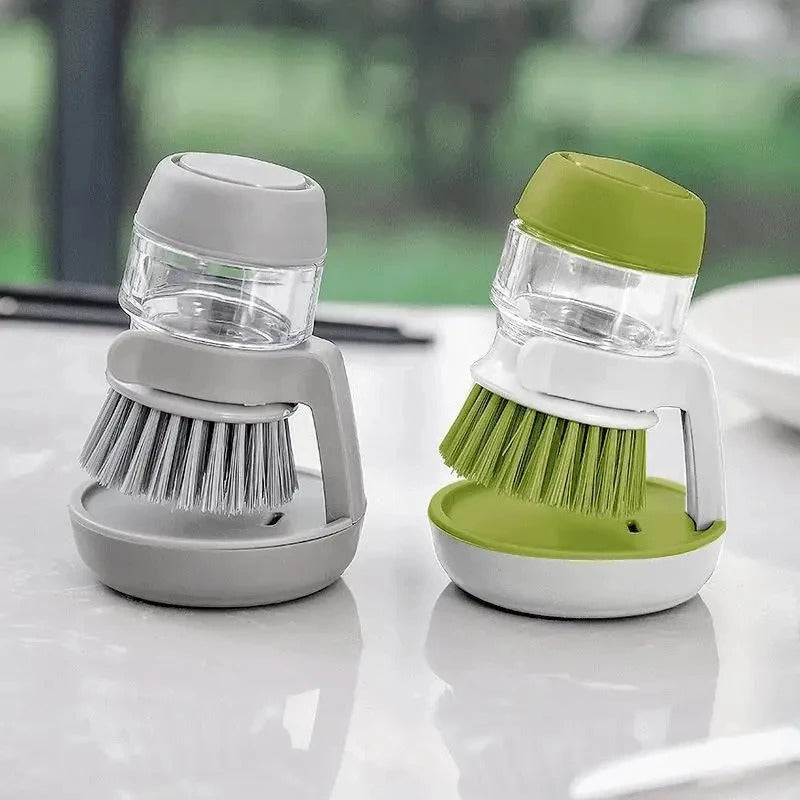 Zeepdispenser Afwasborstel met Opbergstandaard – Multifunctionele Scrubborstel voor Keuken, Palmgrip, Vervangbare Borstelkop, Duurzaam en Handig