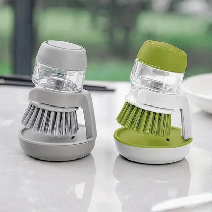 Zeepdispenser Afwasborstel met Opbergstandaard – Multifunctionele Scrubborstel voor Keuken, Palmgrip, Vervangbare Borstelkop, Duurzaam en Handig
