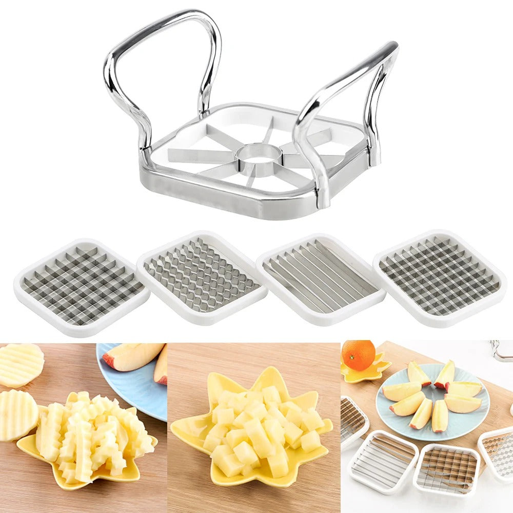 Multifunktionale Edelstahl Gemüseschneider 5-in-1 mit Apfelentkerner und Austauschbaren Klingen