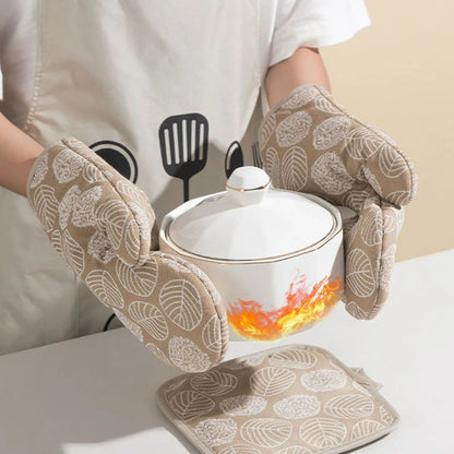 2 Stück Hitzebeständige Ofenhandschuhe Anti-Verbrühung, 13x26 cm, Bedruckt für Küche und Backofen