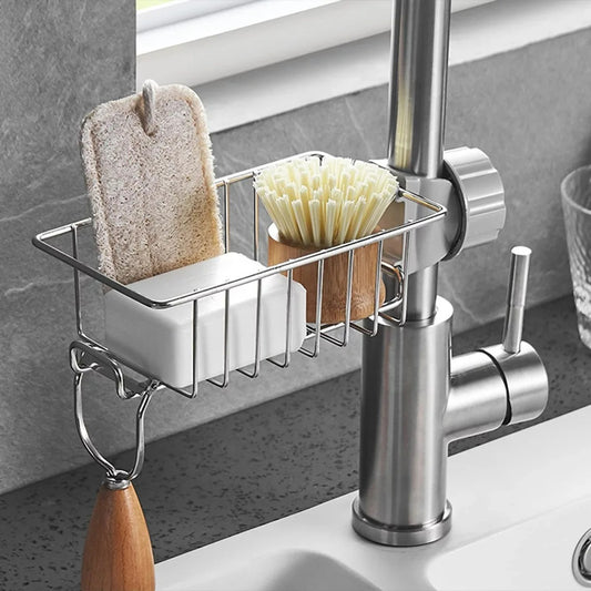 Stainless Steel Spülbecken Organizer – Ablage für Schwämme, Seife & Handtücher, Verstellbar, Rostfrei