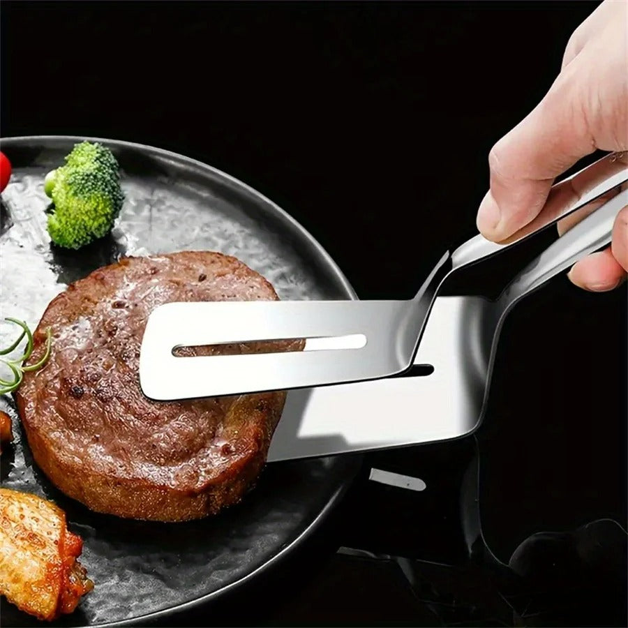 2 Stück Edelstahl Extra Dicke Anti-Verbrühung Frittier-Biefstuk Frittier-Fischclip Keukenspatel Multifunktional