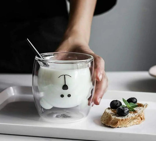 Doppellagige Glastasse mit Tiermotiven – Kreative 250 ml Kaffee- und Milchglas-Becher