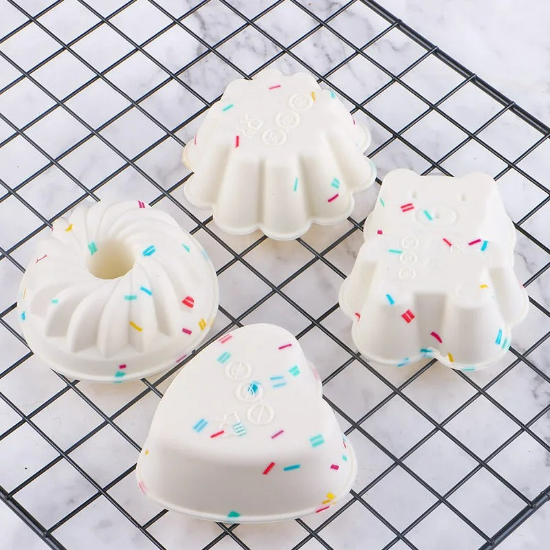 4-teiliges Silikon-Muffin- und Kuchenform-Set, Antihaftbeschichtet, Hitzebeständig, für DIY-Desserts, Schokolade und Pudding