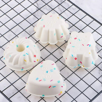 4-teiliges Silikon-Muffin- und Kuchenform-Set, Antihaftbeschichtet, Hitzebeständig, für DIY-Desserts, Schokolade und Pudding
