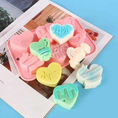 2er Set 6-fach Herzform Silikon Backform für Schokolade, Kuchen und Süßigkeiten