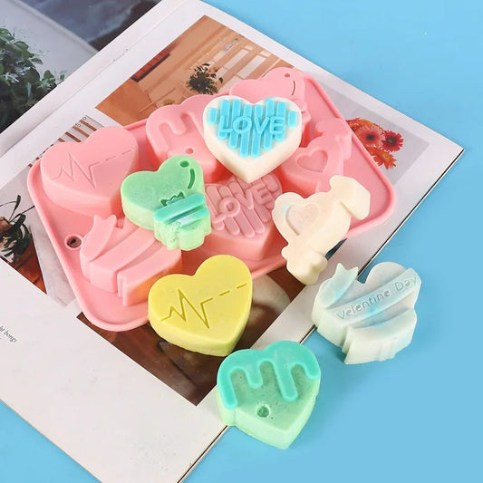 2er Set 6-fach Herzform Silikon Backform für Schokolade, Kuchen und Süßigkeiten
