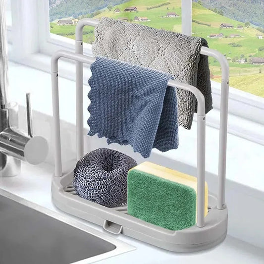 Küchenablage für Spültuch und Schwamm – Drainage Stand für Spüle – Praktischer Aufbewahrungskorb