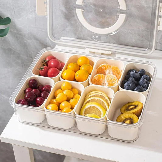 8-Fächer Aufbewahrungsbox für Lebensmittel, Tragbares Küchen-Dienblad für Kräuter, Snacks und Obst