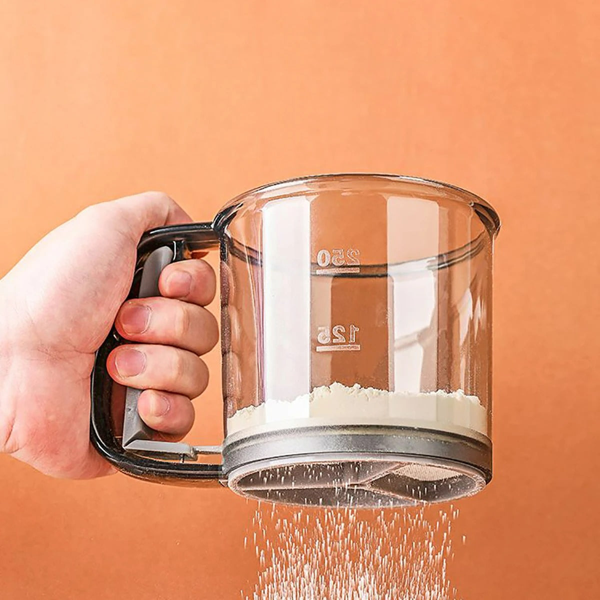 Mehlsieb für die Küche, 40 Mesh Semi-Automatische Filter Sieb mit Kapazitätsskala, Ideal zum Backen