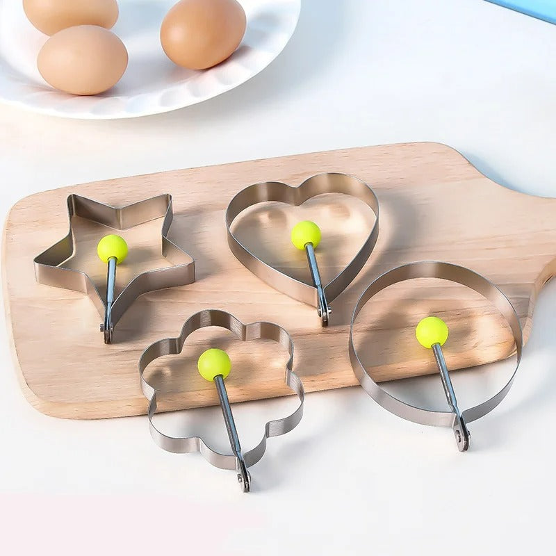 Set aus 2 Edelstahl Ei- und Pfannkuchenformen – 5 Stile, Antihaft, Praktische Küchenhelfer