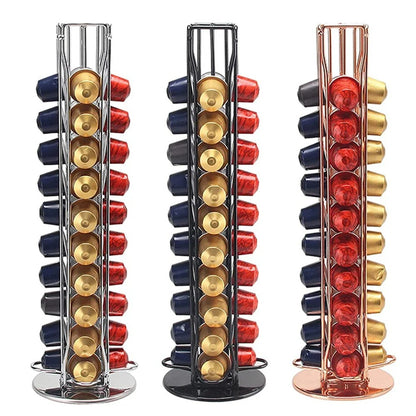 Kaffee Kapselhalter 40 Kapseln drehbar verchromt Edelstahl Kaffeekapsel Organizer für Küche