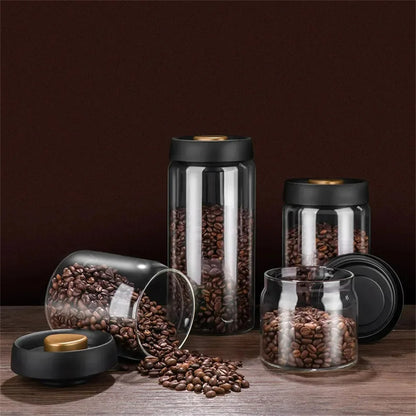 Vakuumierte Aufbewahrungsbox für Kaffee und Lebensmittel, luftdicht, 500ml bis 1800ml, aus Borosilikatglas, für Frische und Feuchtigkeitsschutz