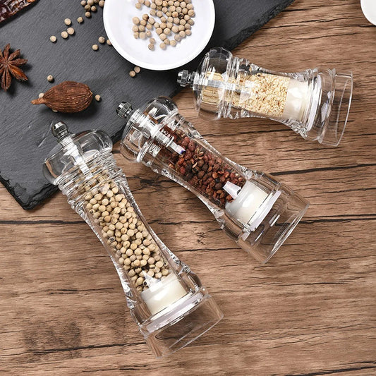 Set of 3 Transparente Pepermolen Zoutmolen, Handheld Kruidenslijper, Acrylic Spice Crusher, Kitchen Gadget Set
