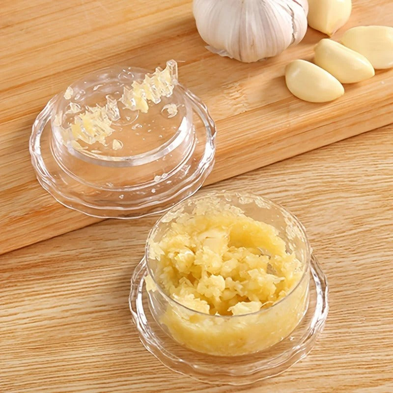 Set aus 2 Manuelle Knoblauchpresse – Kompakte Knoblauchmühle aus Kunststoff, Effizientes Küchengadget für Frischen Knoblauch