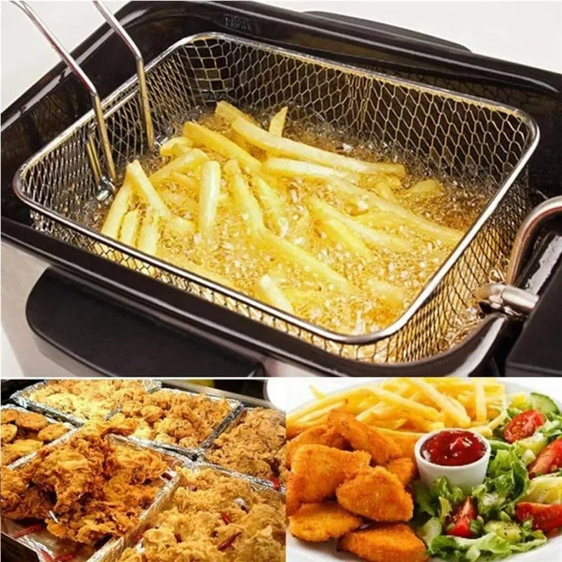 Mini Edelstahl Frittierkorb mit Griff – Praktisches Küchentool für Pommes & Snacks – 10,5 x 8,5 x 6,5 cm – Silber, Schwarz, Gold