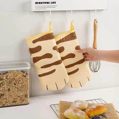 Kochhandschuhe Cat Paw Design, Hitzebeständig, Baumwolle, Ofenhandschuhe für Grillen und Mikrowelle, Lustige Pannenlappen