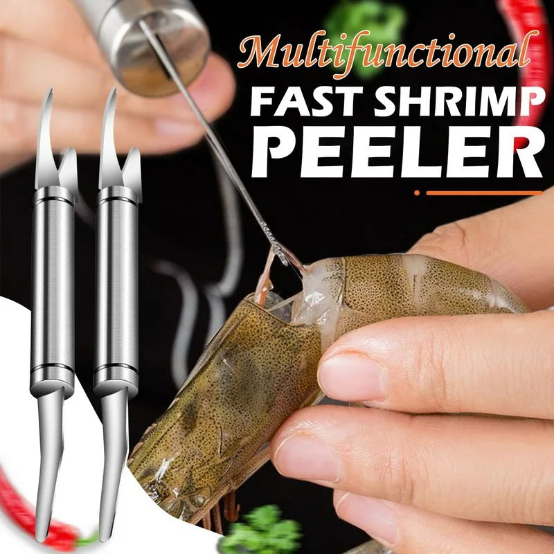 Multifunktionaler Garnalenschiller aus Edelstahl – 6 in 1 Küchenwerkzeug für Fisch, Garnelen, Schneiden, Schaben und Graben