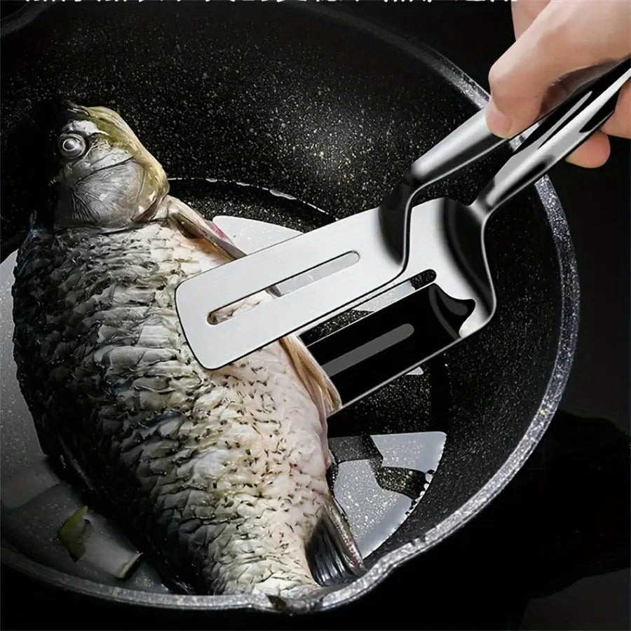 2 Stück Edelstahl Extra Dicke Anti-Verbrühung Frittier-Biefstuk Frittier-Fischclip Keukenspatel Multifunktional