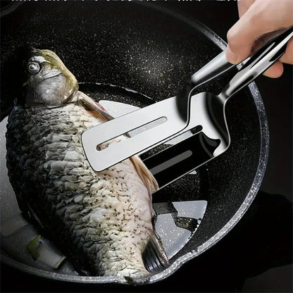 2 Stück Edelstahl Extra Dicke Anti-Verbrühung Frittier-Biefstuk Frittier-Fischclip Keukenspatel Multifunktional