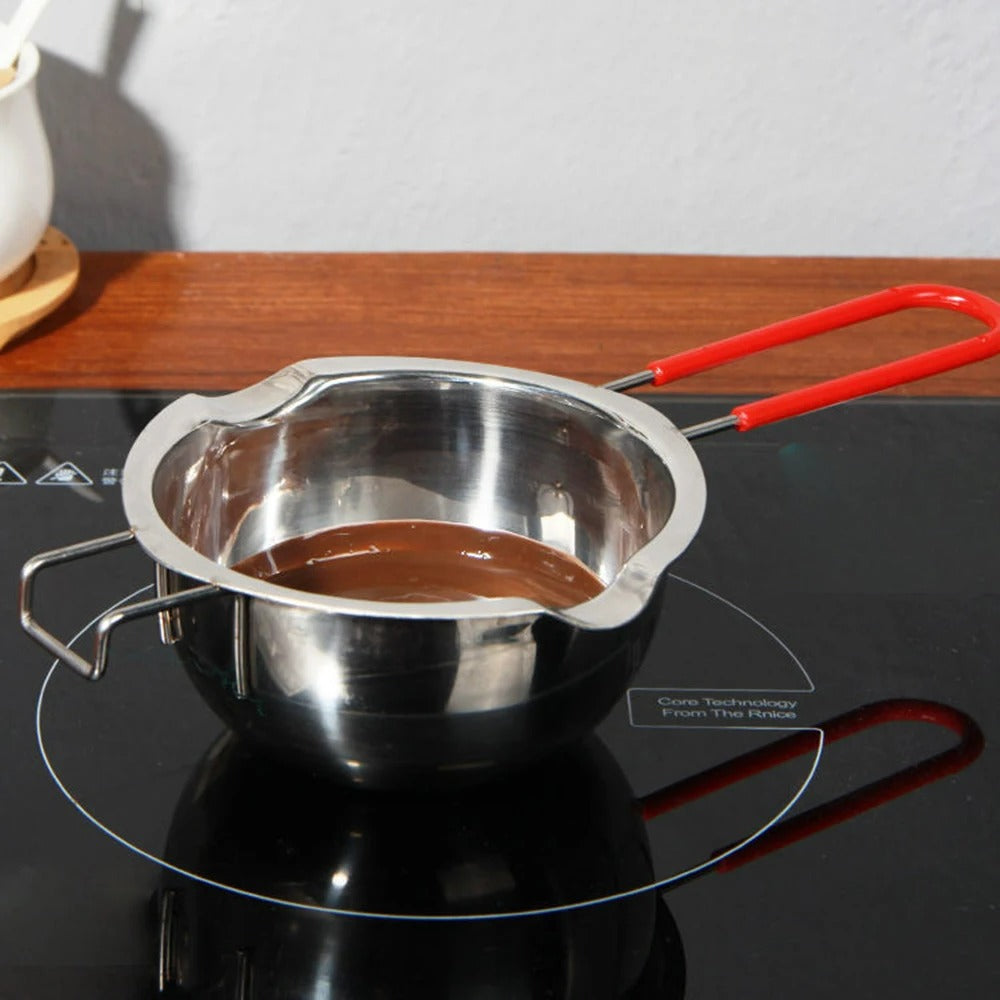 Stainless Steel Melting Pot mit Holzgriff, 26 x 14 x 6 cm, Ideal für Schokolade, Butter, Milch und Soßen