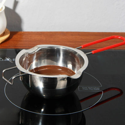 Stainless Steel Melting Pot mit Holzgriff, 26 x 14 x 6 cm, Ideal für Schokolade, Butter, Milch und Soßen