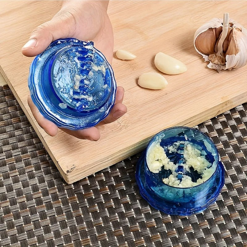 Set aus 2 Manuelle Knoblauchpresse – Kompakte Knoblauchmühle aus Kunststoff, Effizientes Küchengadget für Frischen Knoblauch