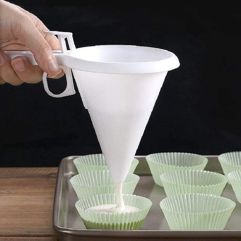 Verstellbarer Backtrichter mit Handbedienung – Flüssigkeitsspender für Teig, Schokolade, und mehr – 100% Lebensmittelechtes Plastik