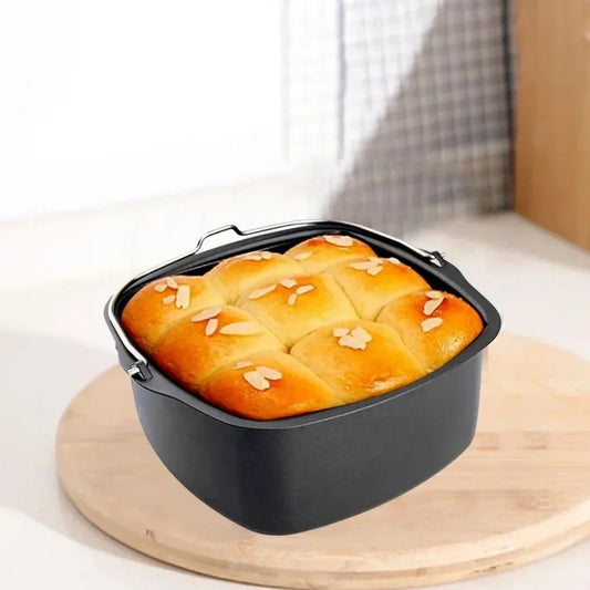 Antihaft Backplatte für Airfryer, Kuchenbackform aus Kohlenstoffstahl, passend für Heißluftfritteuse und Ofen, ideal für Kuchen und Backen