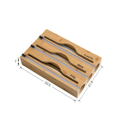 1 Stück Frischhaltefolienschneider Wandmontage Bambus Organizer mit Mehrfachfächern