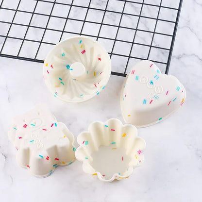 4-teiliges Silikon-Muffin- und Kuchenform-Set, Antihaftbeschichtet, Hitzebeständig, für DIY-Desserts, Schokolade und Pudding