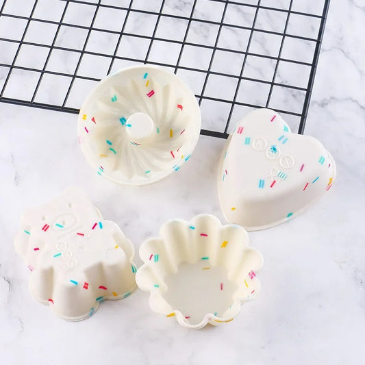 4-teiliges Silikon-Muffin- und Kuchenform-Set, Antihaftbeschichtet, Hitzebeständig, für DIY-Desserts, Schokolade und Pudding
