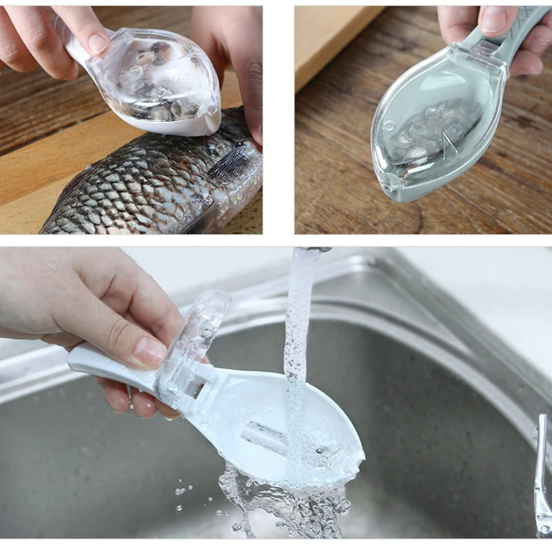 2er Set Fischschuppen Schaber - Praktisches Küchengerät für Fischreinigung, Mit Abdeckung und Hygienischem Design