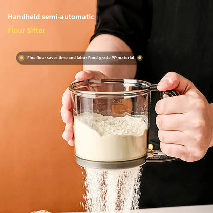 Mehlsieb für die Küche, 40 Mesh Semi-Automatische Filter Sieb mit Kapazitätsskala, Ideal zum Backen