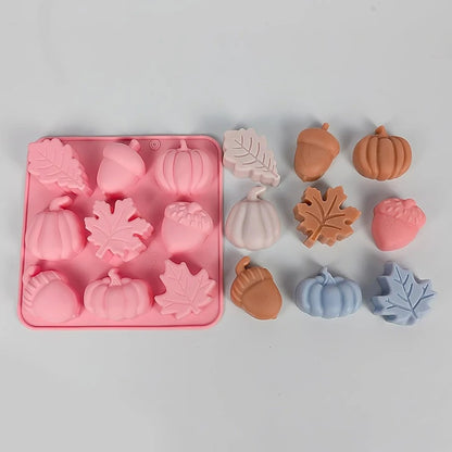 2er Set Herbst Silikonformen 9 Fächer für Zucker, Schokolade, Kerzen, DIY Herbst Muffin Dekoration, Fall Cake Fondant