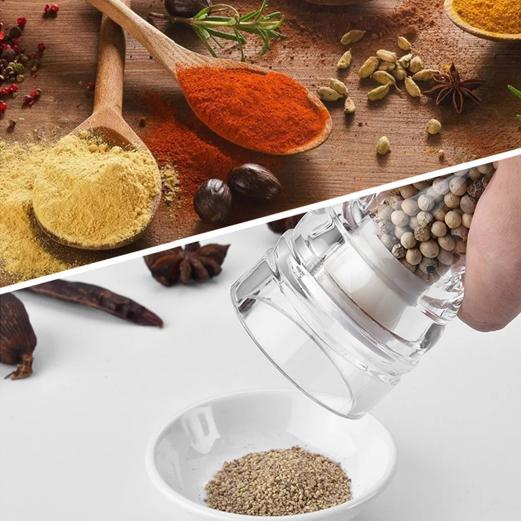 Set of 3 Transparente Pepermolen Zoutmolen, Handheld Kruidenslijper, Acrylic Spice Crusher, Kitchen Gadget Set