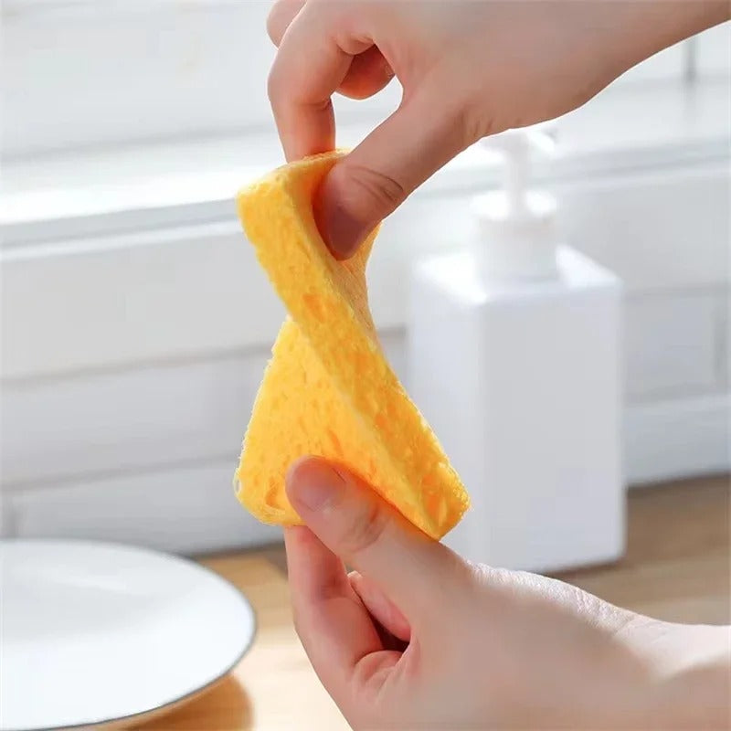 2er-Set Holzpulp-Schwämme – Doppelseitige Schrubbschwämme für die Küche, Multifunktional, 11 x 7 x 2 cm
