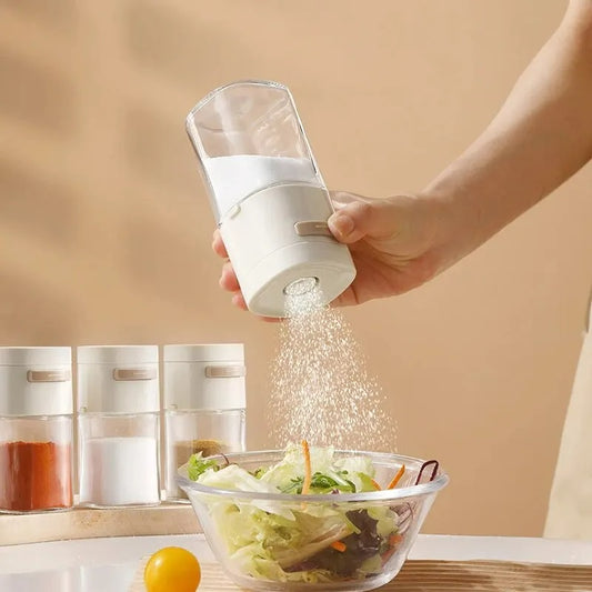 Set of 2 – 180ml Glazen Kwantitatieve Kruidenpot, Pers-Type Zoutcontrolefles, Keuken Kruidenblik, Verzegelde Zoutpot