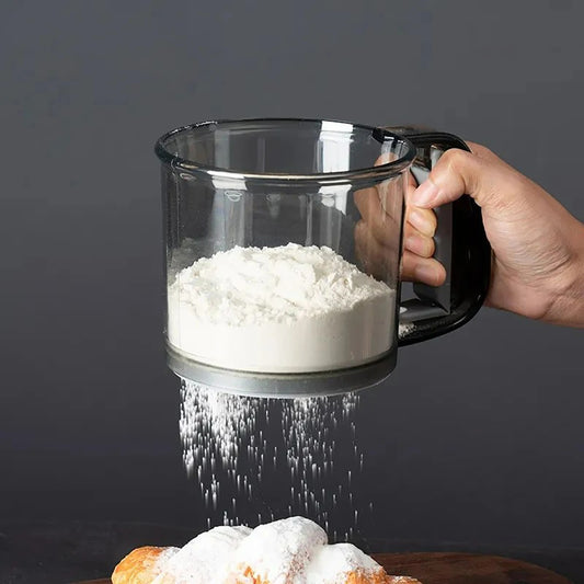 Mehlsieb für die Küche, 40 Mesh Semi-Automatische Filter Sieb mit Kapazitätsskala, Ideal zum Backen