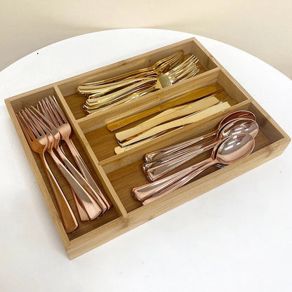 Bambus Besteckkasten für die Schublade, Küchenlade-Organizer, 33 x 24,1 x 3,8 cm