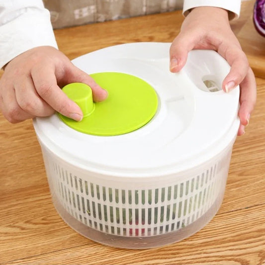 Gemüse Dehydrator Salatschleuder 3L, Manuelle Spindel, Abtropfkorb für Obst und Gemüse, Multifunktional, BPA-frei