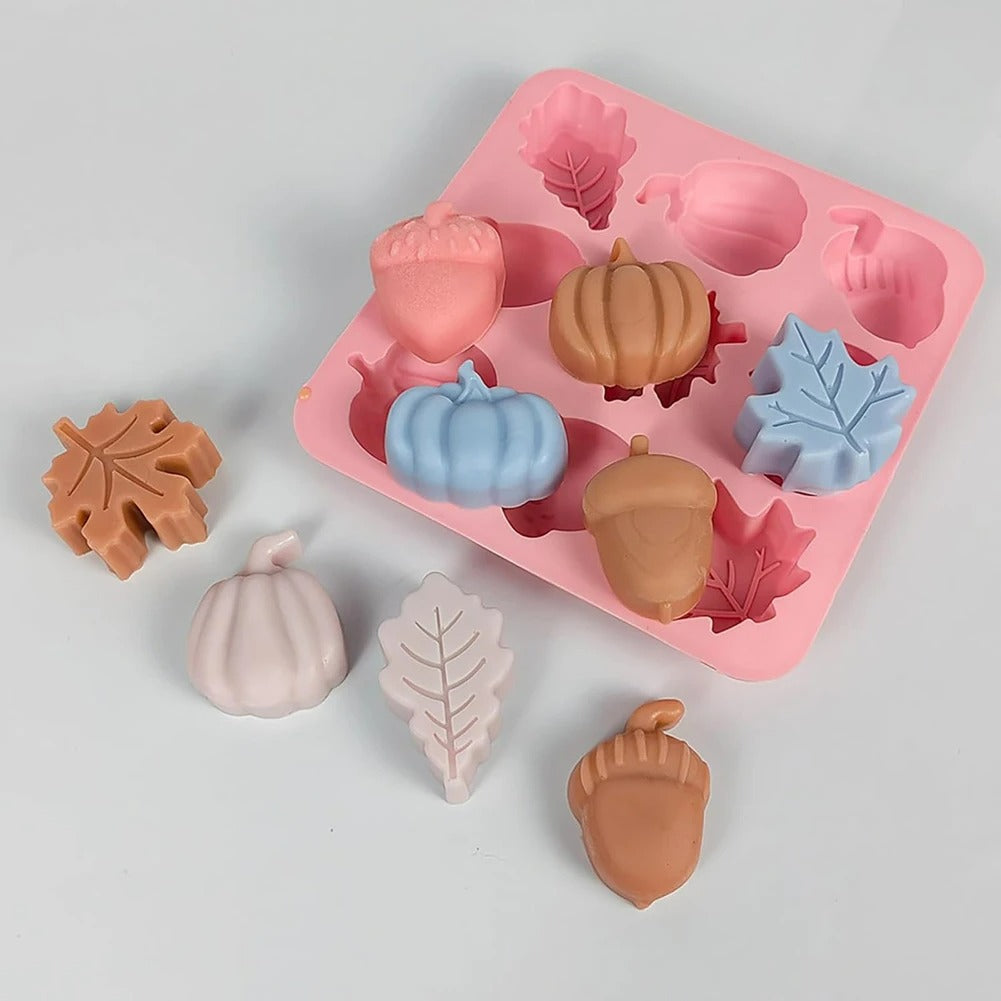 2er Set Herbst Silikonformen 9 Fächer für Zucker, Schokolade, Kerzen, DIY Herbst Muffin Dekoration, Fall Cake Fondant