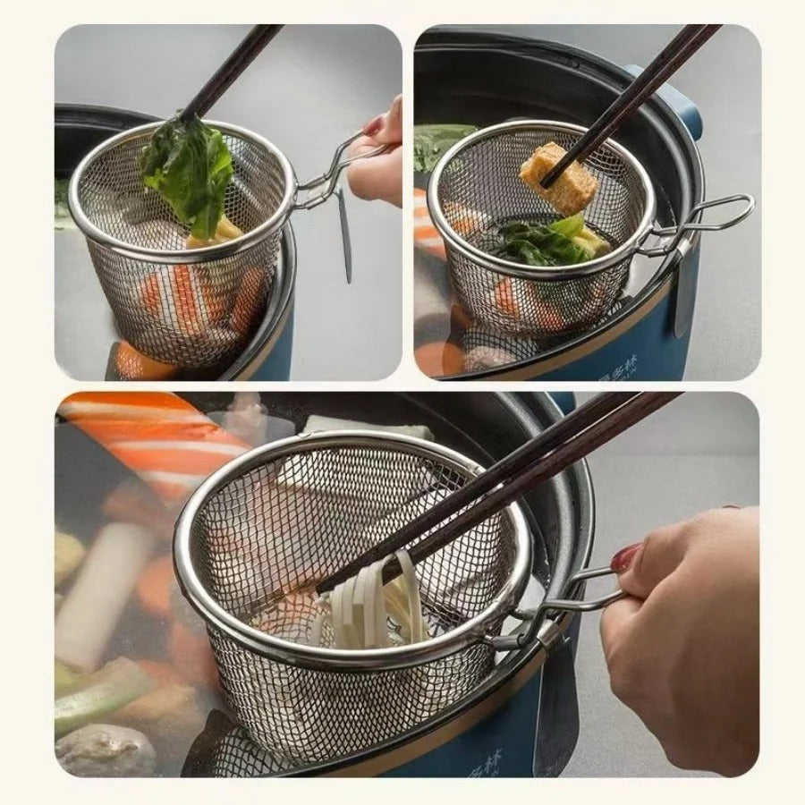 2-teiliges RVS Sieb-Set für Shabu Shabu Fleisch- und Brühen-Abtropfen, Haushalts-Trichter und Haken, 9x8 cm