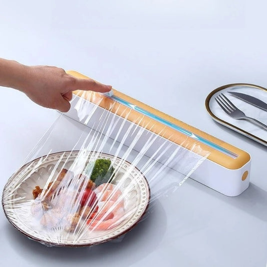 Frischhaltefolienspender mit Cutter – Küchenaufbewahrung für Aluminiumfolie & Plastikfolie, Saugfuß, Zwei-Wege-Schneideblatt, 36 cm